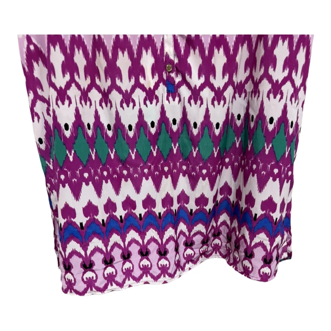 Dana Buchman Purple Geometric Short Sleeve Blouse Size XL Button Down - Image 3