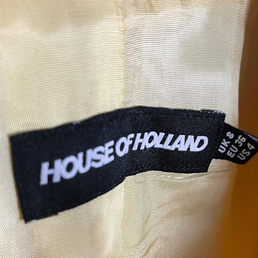 House Of Holland‎ Women's 4 Single Button Blazer Jacket Canary Yellow Bold - Image 4