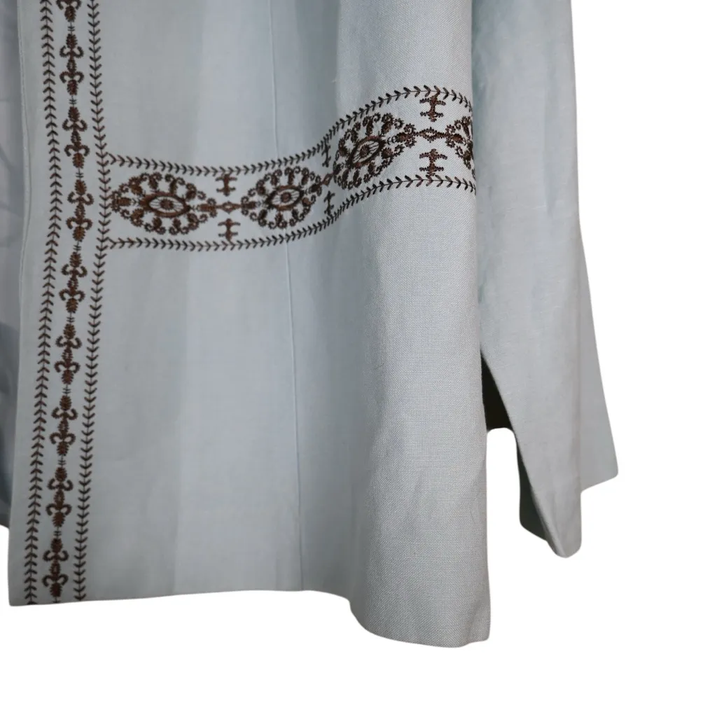 Jessica Howard Women's 16 Lined Pale Blue Embroidered Linen Blend Blazer - Image 5