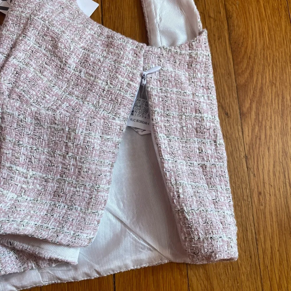 NWT Zara Tweed Pink Crop Top - Image 7
