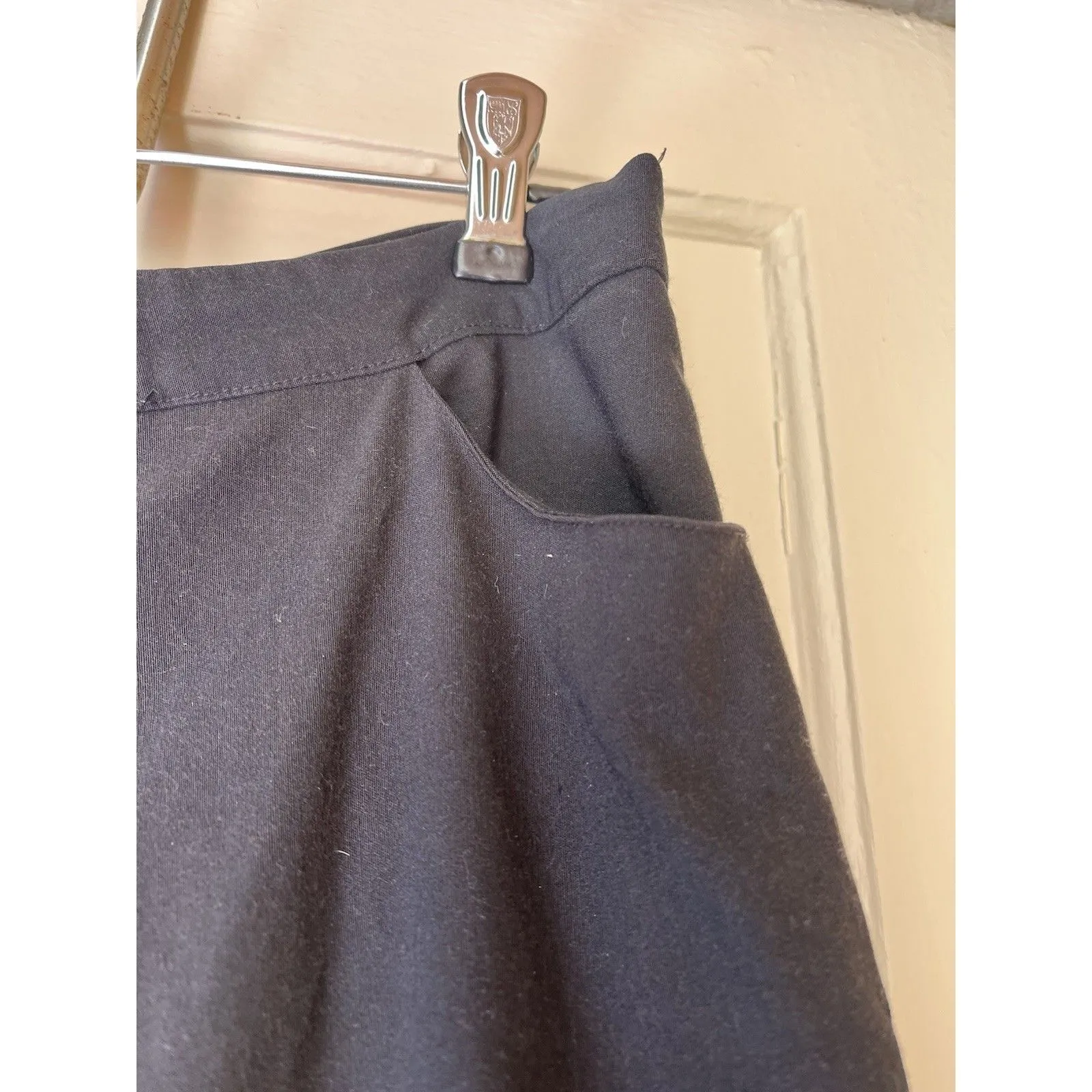 Vintage 80s Black Cotton mid rise floral Embroidered Cropped altered Pants XL - Image 8