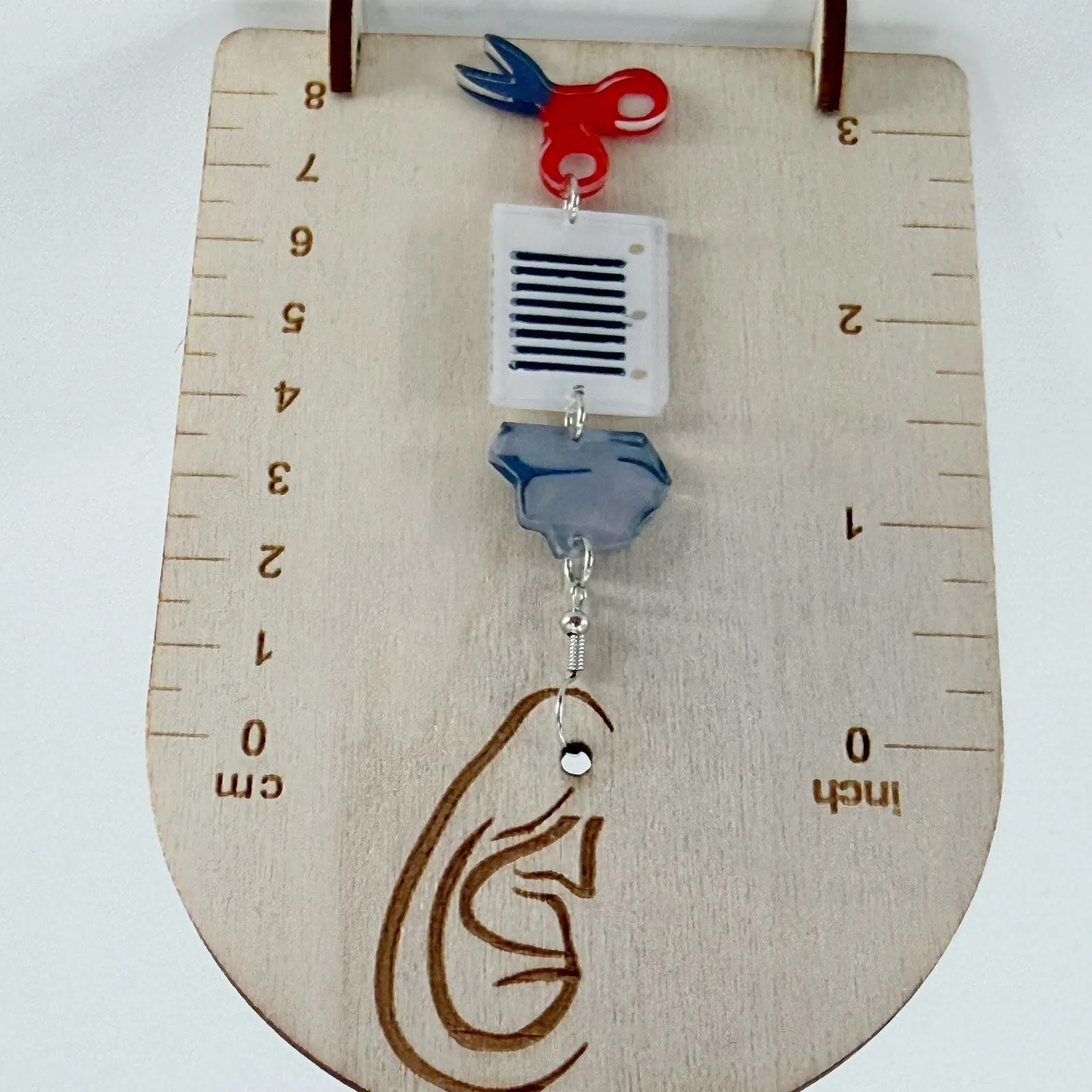 Rock Paper Scissors Novelty Dangle Earrings, Teacher Earrings, Fun Earrings Gray - Image 3