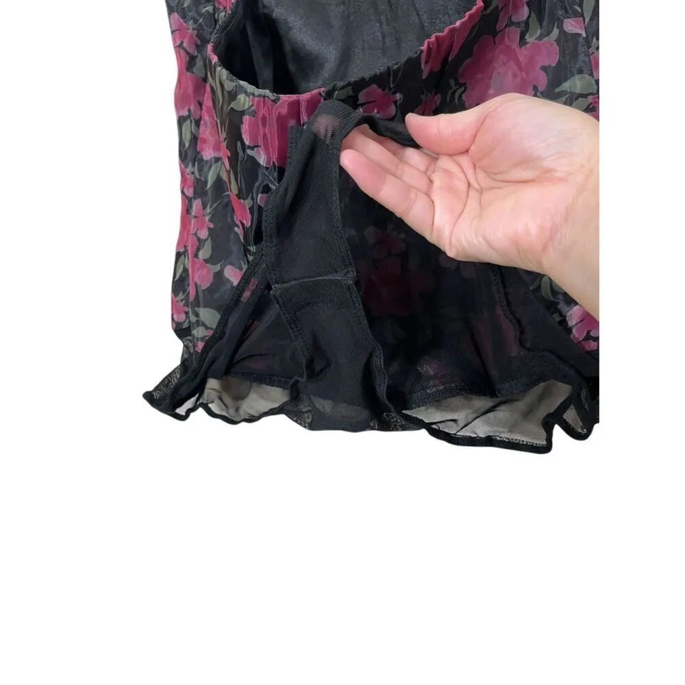 Lulus Black Floral Print Organza Strapless Bodysuit Size Large NWT - Image 5