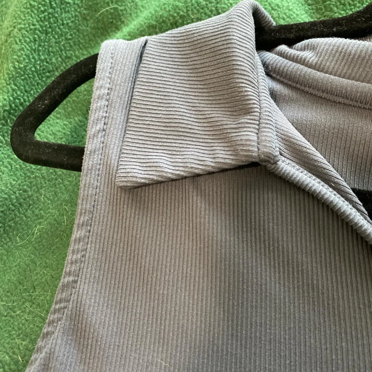 Blue Ribbed Polo Collared Neck Tank Top - Image 2