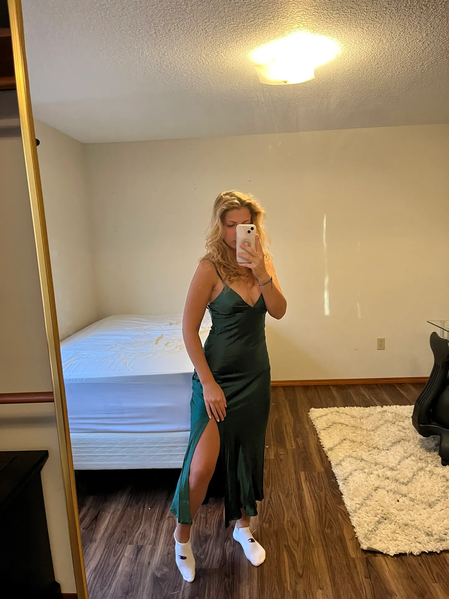 Hello Molly Forrest Green Satin Dress - Image 3