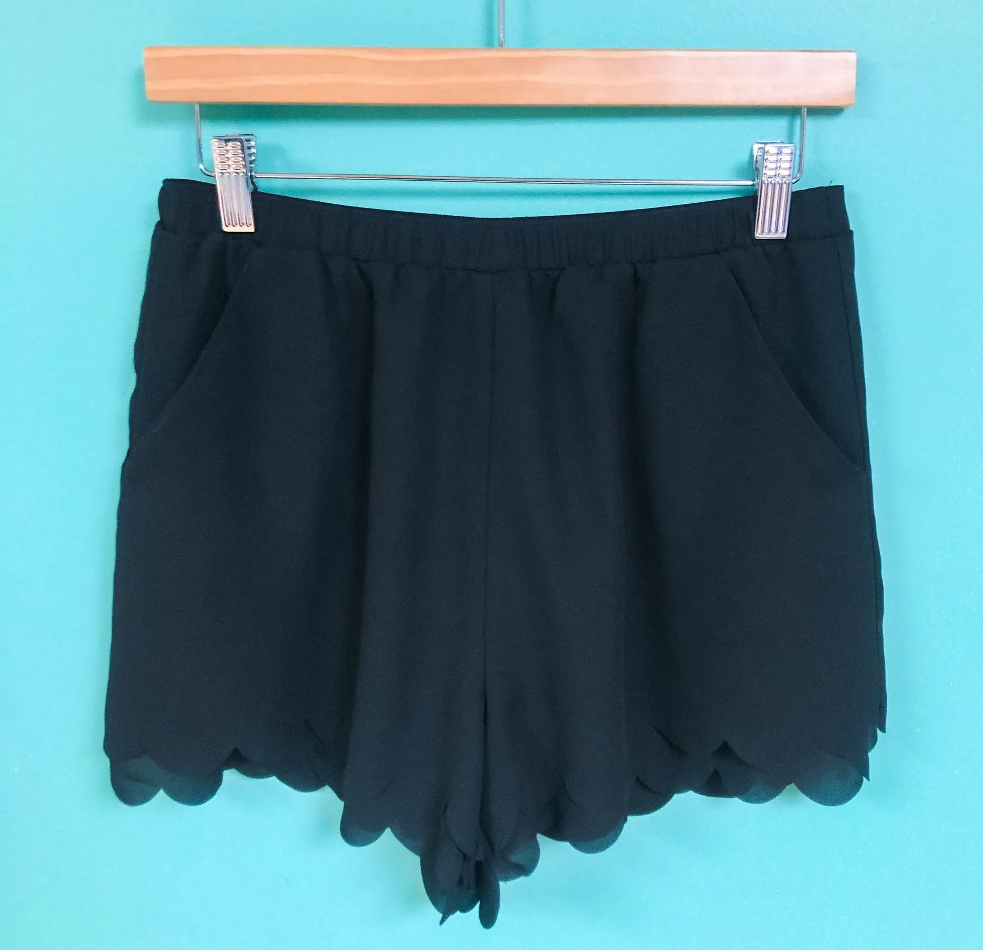 Black Scalloped Shorts - Image 2