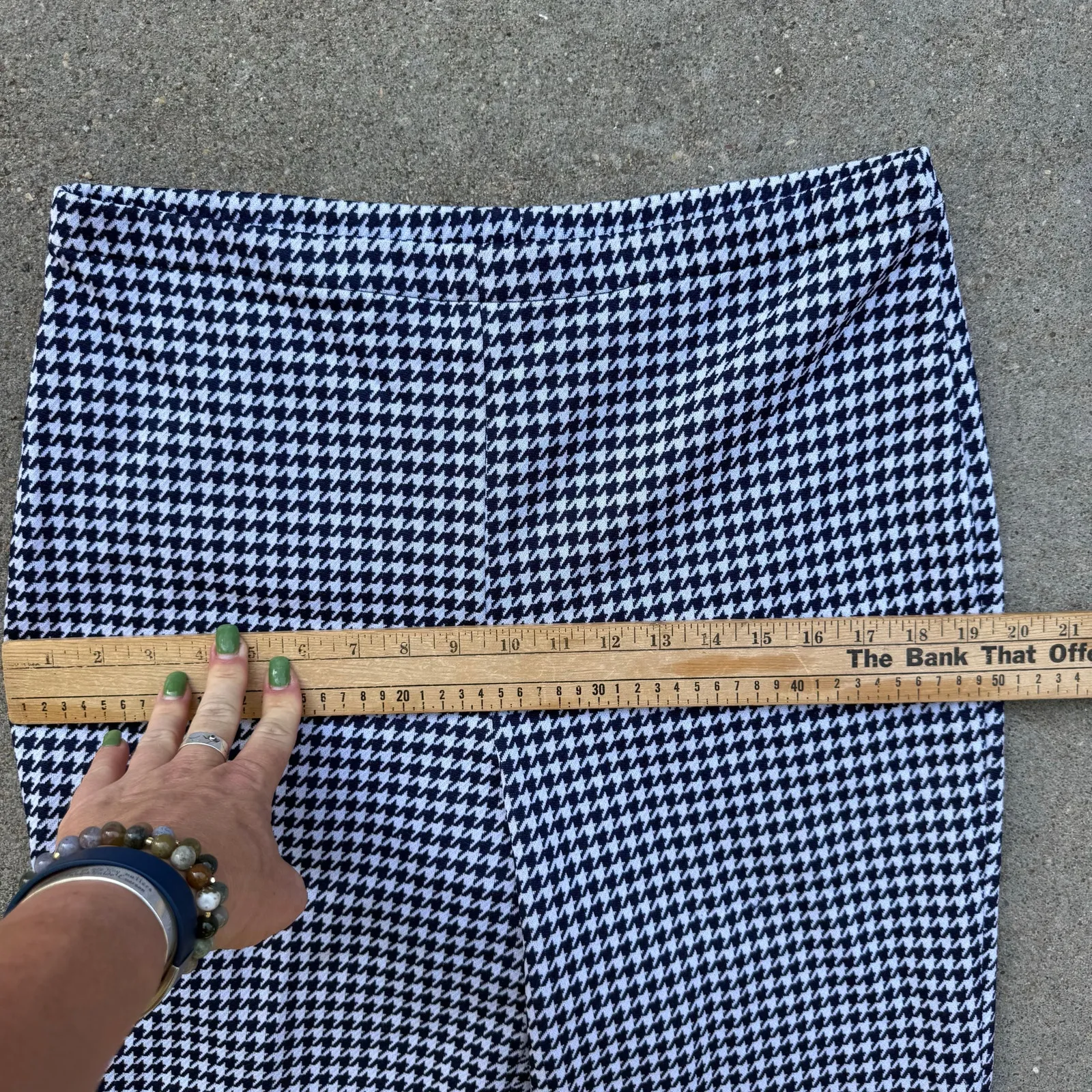 Vintage Joyce Houndstooth tiny plaid check double knit polyester pull on pants Black Size L - Image 3