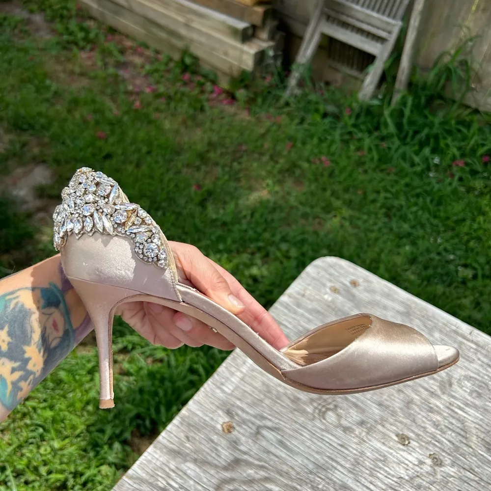 BADGLEY MISCHKA Celeste Embellished‎ Peep heels size 10 - Image 3