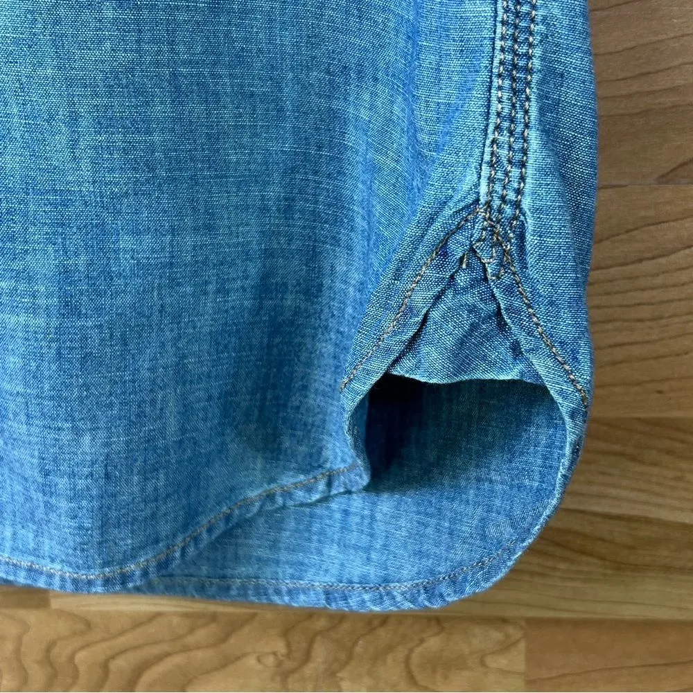 Lauren Jeans Co Ralph Lauren Shredded Sleeves Denim Lightweight Shirt - Image 4