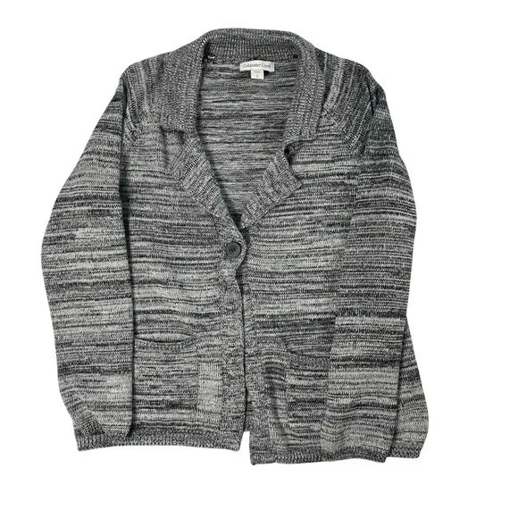 Coldwater Creek Women's Gray Faux Fur One Button Long Sleeve Cardigan Large - Image 8