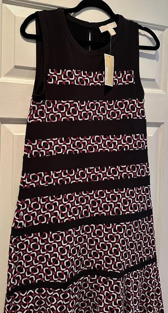 NWT MICHAEL  Foulard Paneled Geo Fit and Flare Dress Size M - Image 12