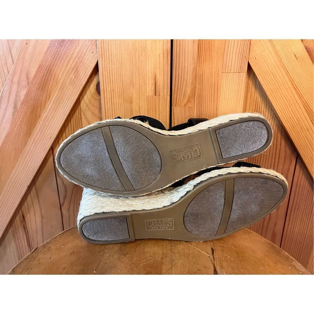 CHAPS BLACK WEDGE SANDALS SHOES SIZE 9 - Image 6