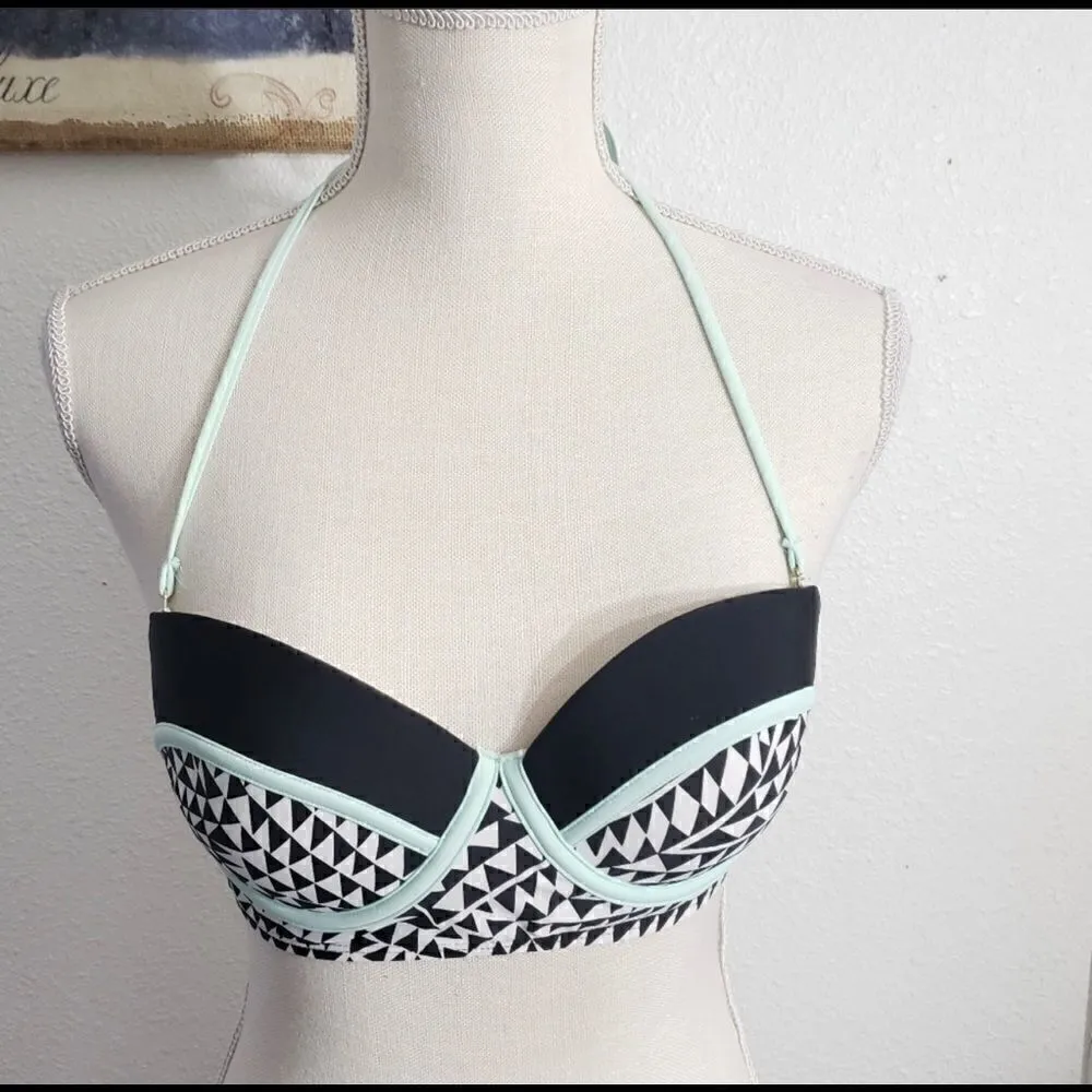 Black Green Multicolor Underwire Padded Triangle Swimwear Lot Of 3 Bikini Top M Black Size M - Image 3