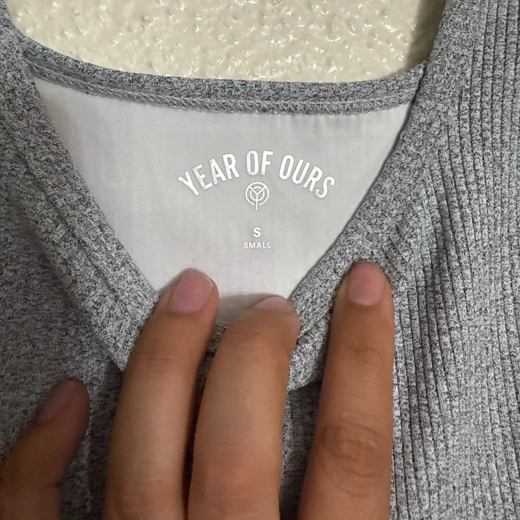 Ribbed Gia bra Year of Ours Heather Gray Knit Top sports bra size small - Image 4