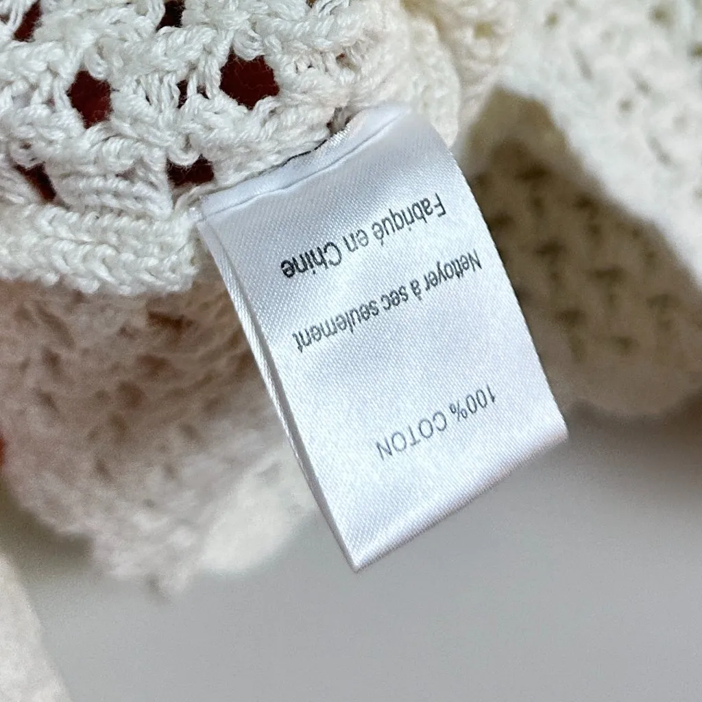 ALL IN FAVOR Open Stitch Cotton Sweater in White Size Small - Image 6