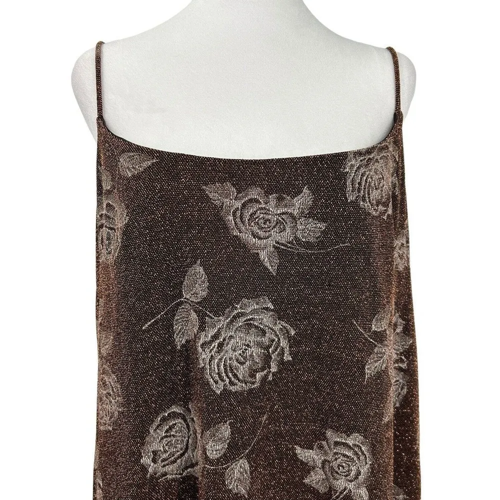 After Dark Copper Brown With Copper Specks Floral Size 16 Sleeveless Note Flaw - Image 3