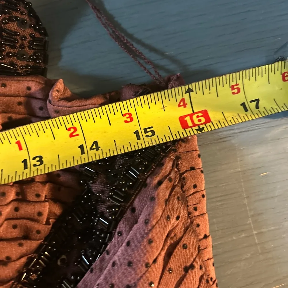 Papell Boutique Evening Maroon/Black Beaded Dress, Size 8 (Adjustable Spaghetti) - Image 10