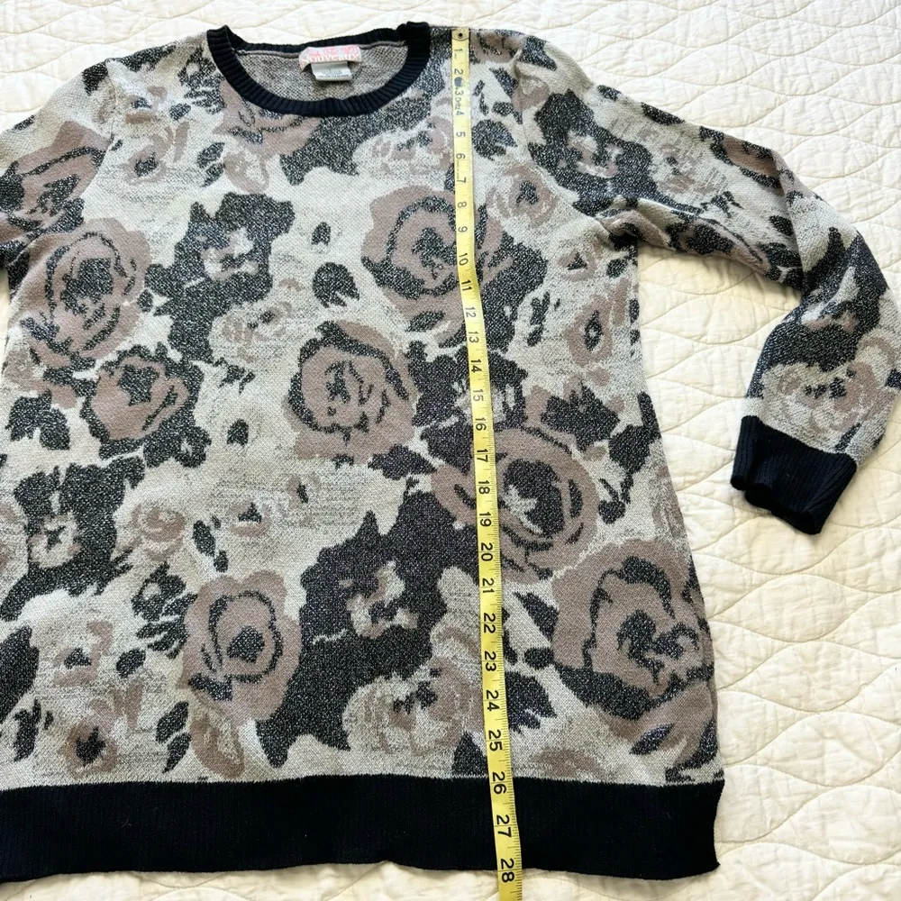 Vintage Nouveaux Oversized Sweater Cottagecore Dark Fairy Floral Sparkly Tunic L Black Size L - Image 7