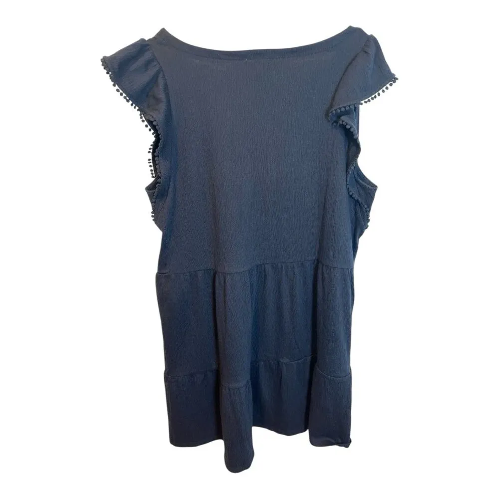 Loft Petite Lacy Tiered Flutter Dress Navy XL Petite Lightweight V-Neck Sundress - Image 4