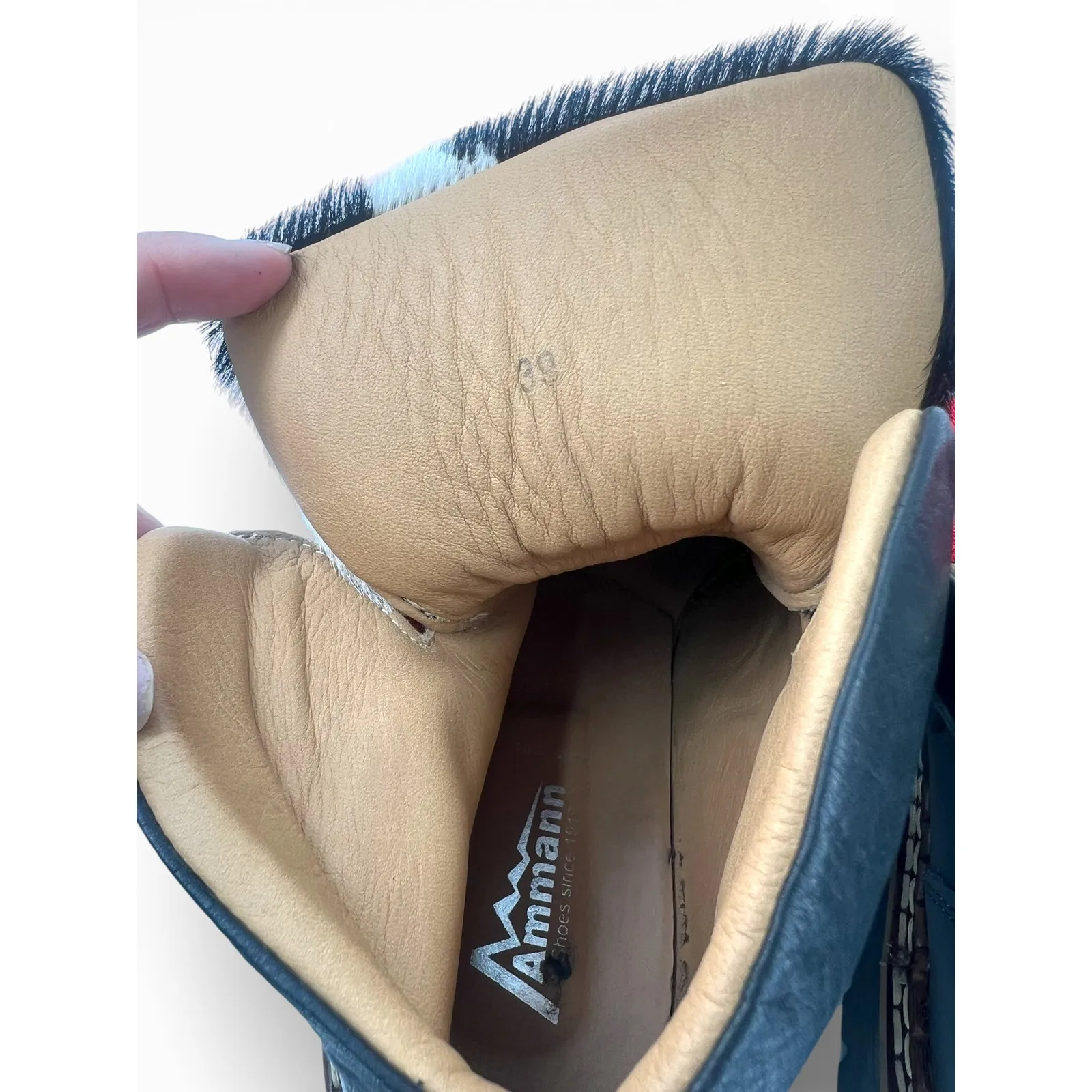 New Ammann Lavin 8.5 boot Grey leather red cowhide lambs fur Luxury Designer Gray - Image 10