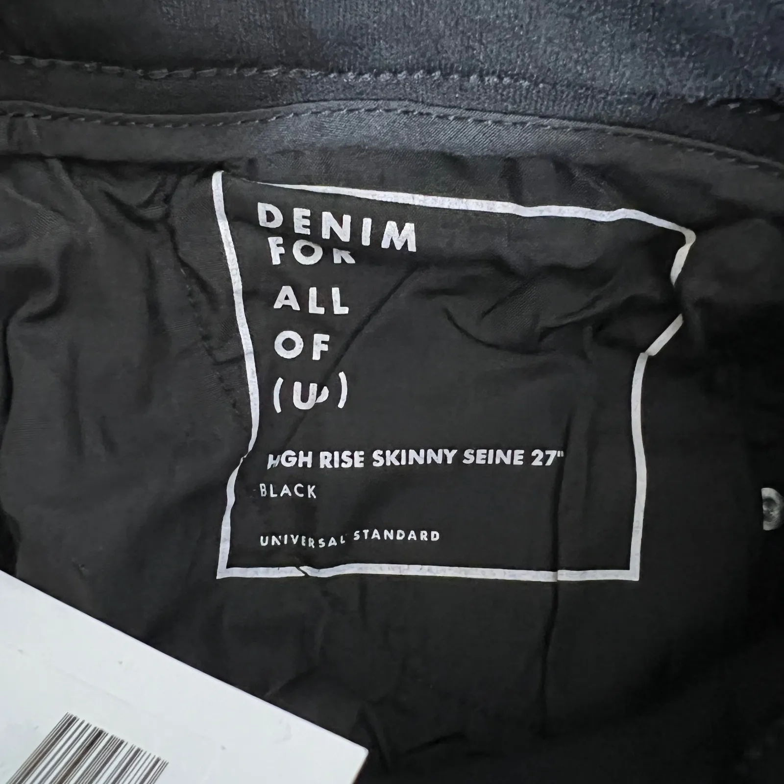 Universal Standard Seine High Rise Skinny Jeans Solid Black Size 00 New - Image 4