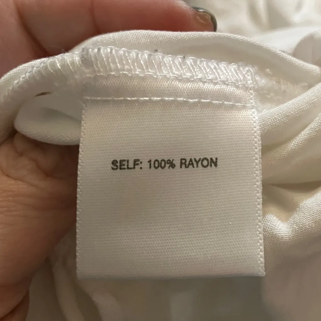 Rose + Olive Women's White Button-Up Top Basic Rayon, 1X - Image 5