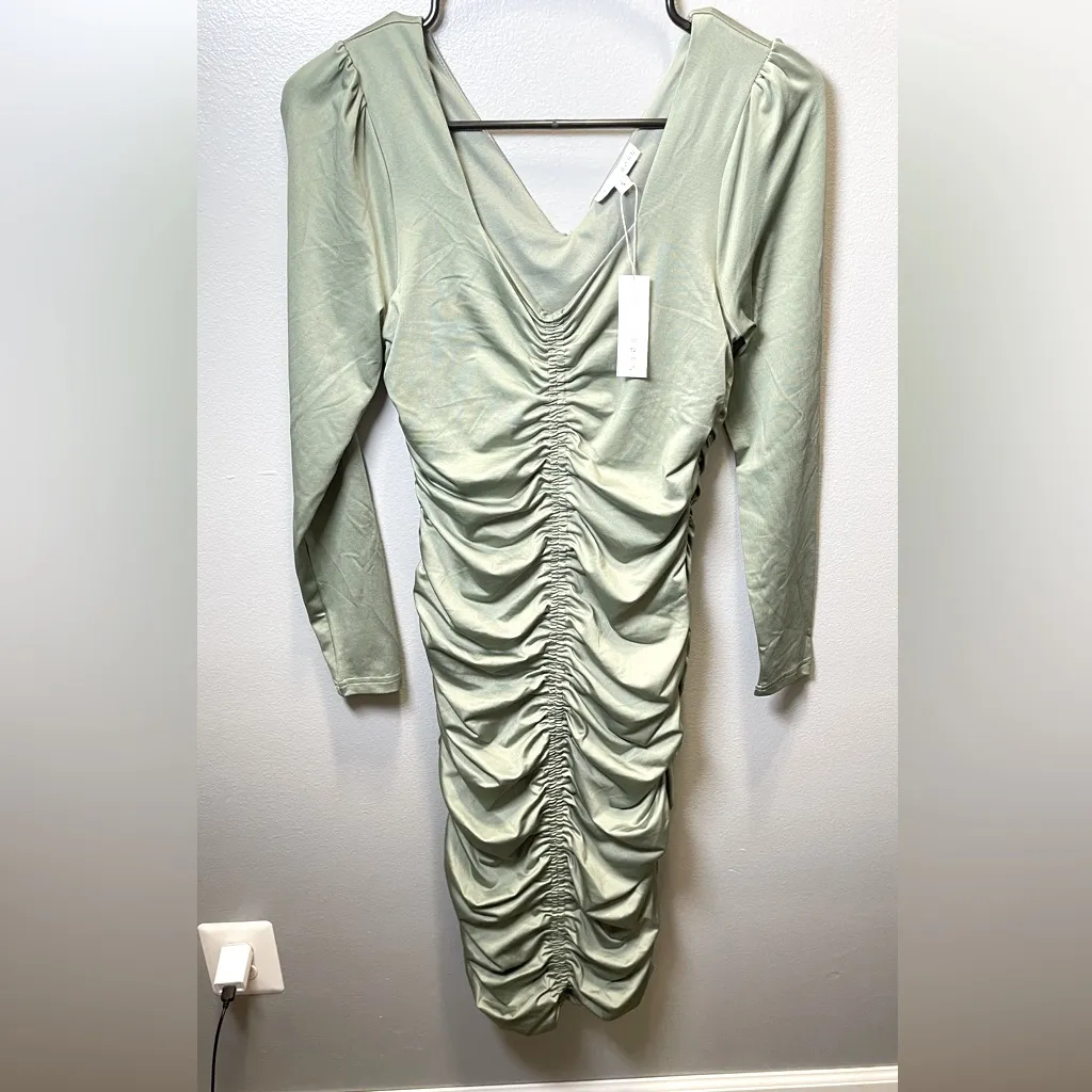 Baltic Born NWT Women's Camden Town Midi Dress Ruched‎ Green Size Small - Image 3