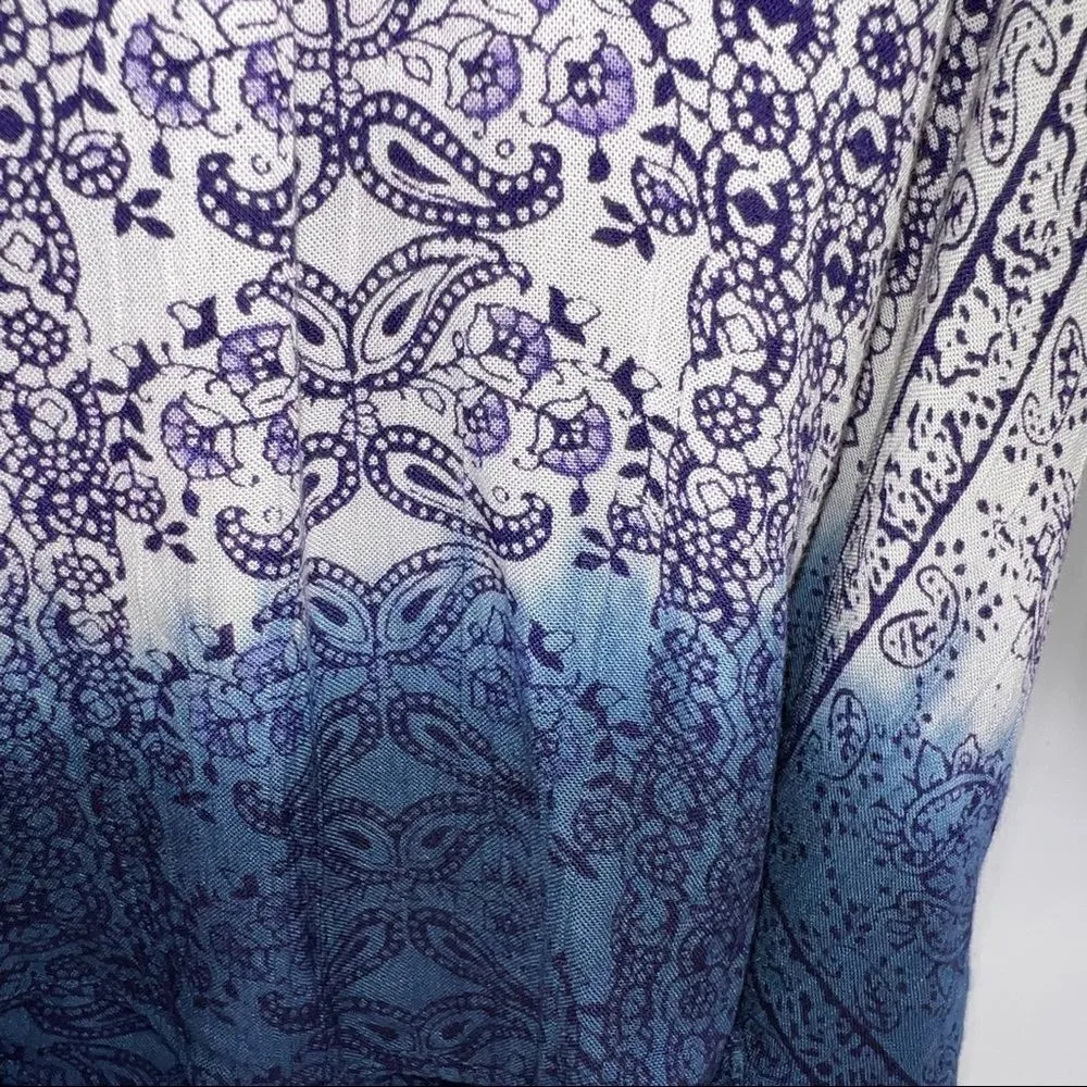 Lola P. Spaghetti Strap Tiered Camisole Top White w/Blue Dipped Dyed - Image 8