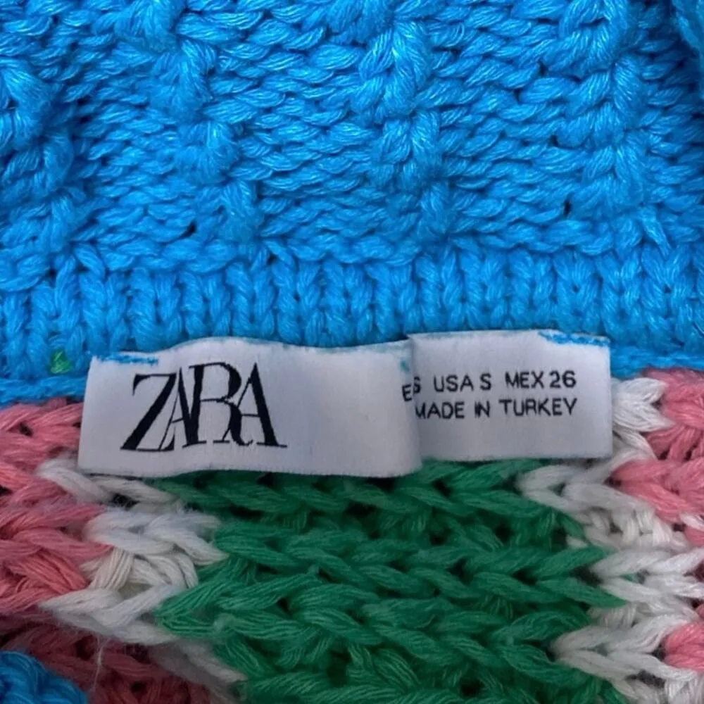 Zara Women's Multicolor Striped Long Sleeve Button Down Cardigan Sweater Top S - Image 4