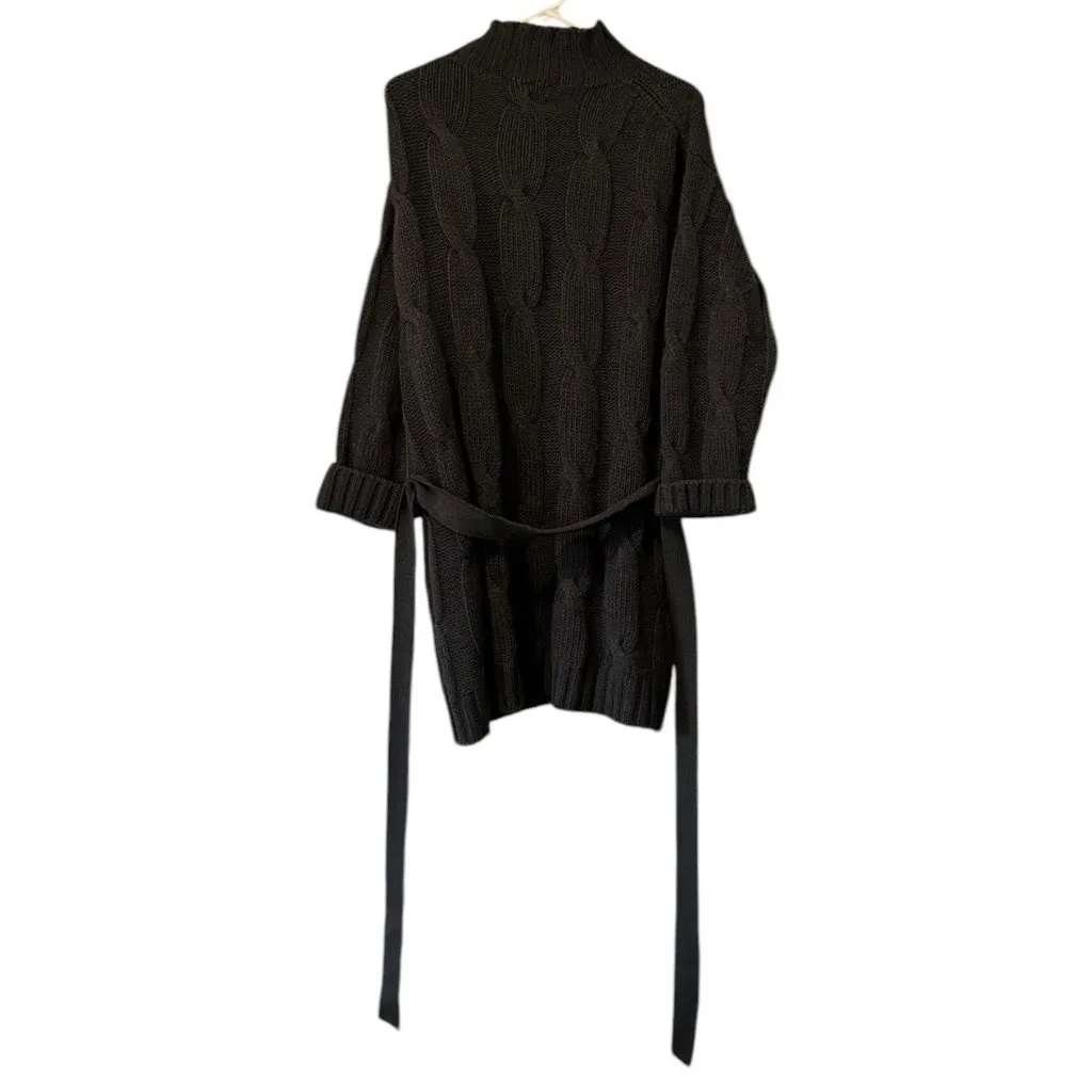 Margaret O'Leary Cardigan Size 1 Gray Merino Wool Button Sweater Collared Tie - Image 3