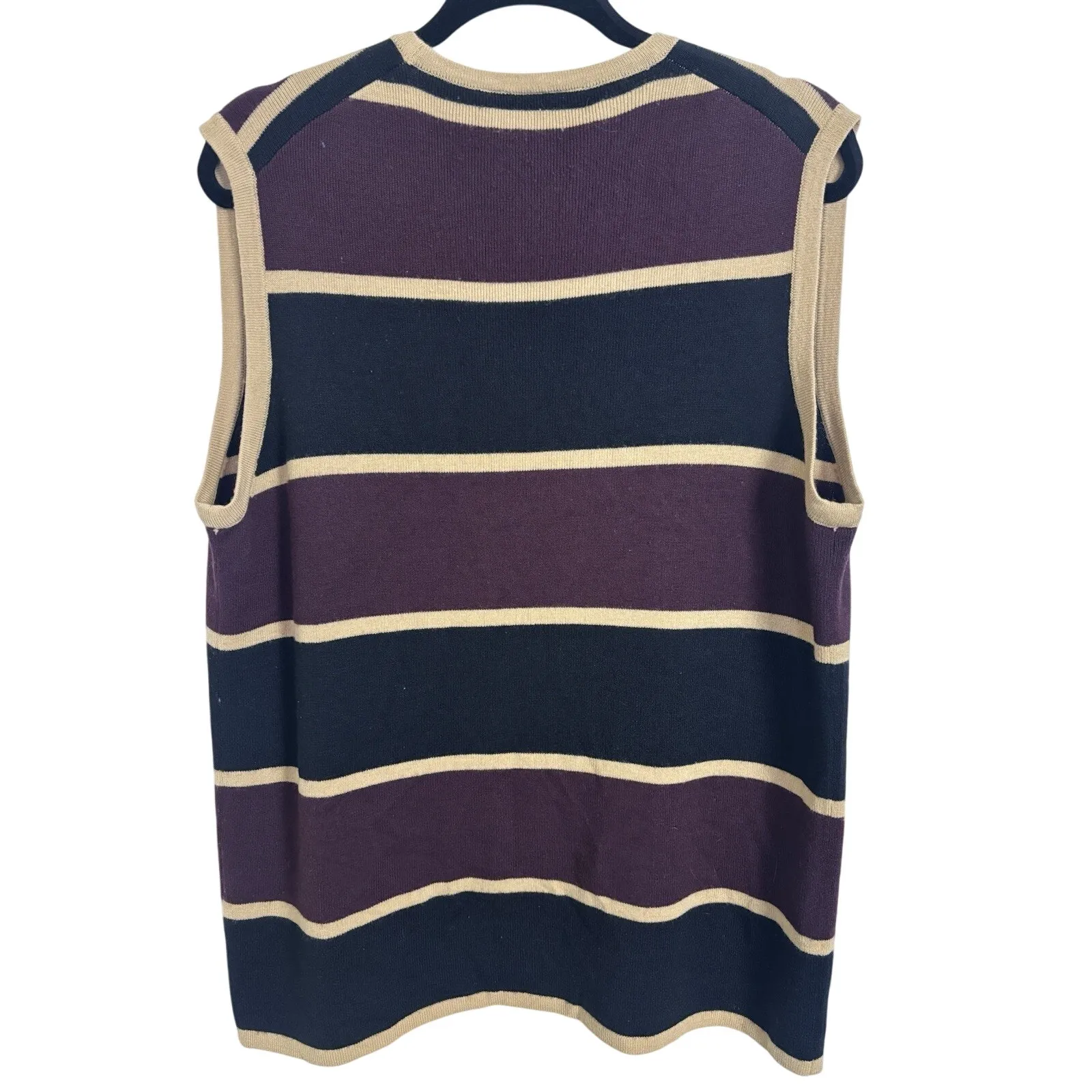 Vtg Lambwools Blend Striped Open Front Sweater Vest Size 10-12 Dark Academia - Image 2