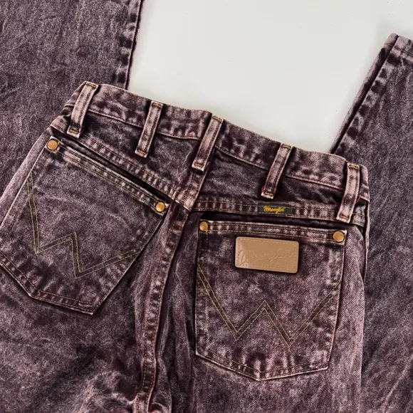 Urban Renewal Remade Wrangler Acid Wash Burgundy Jeans - Image 2