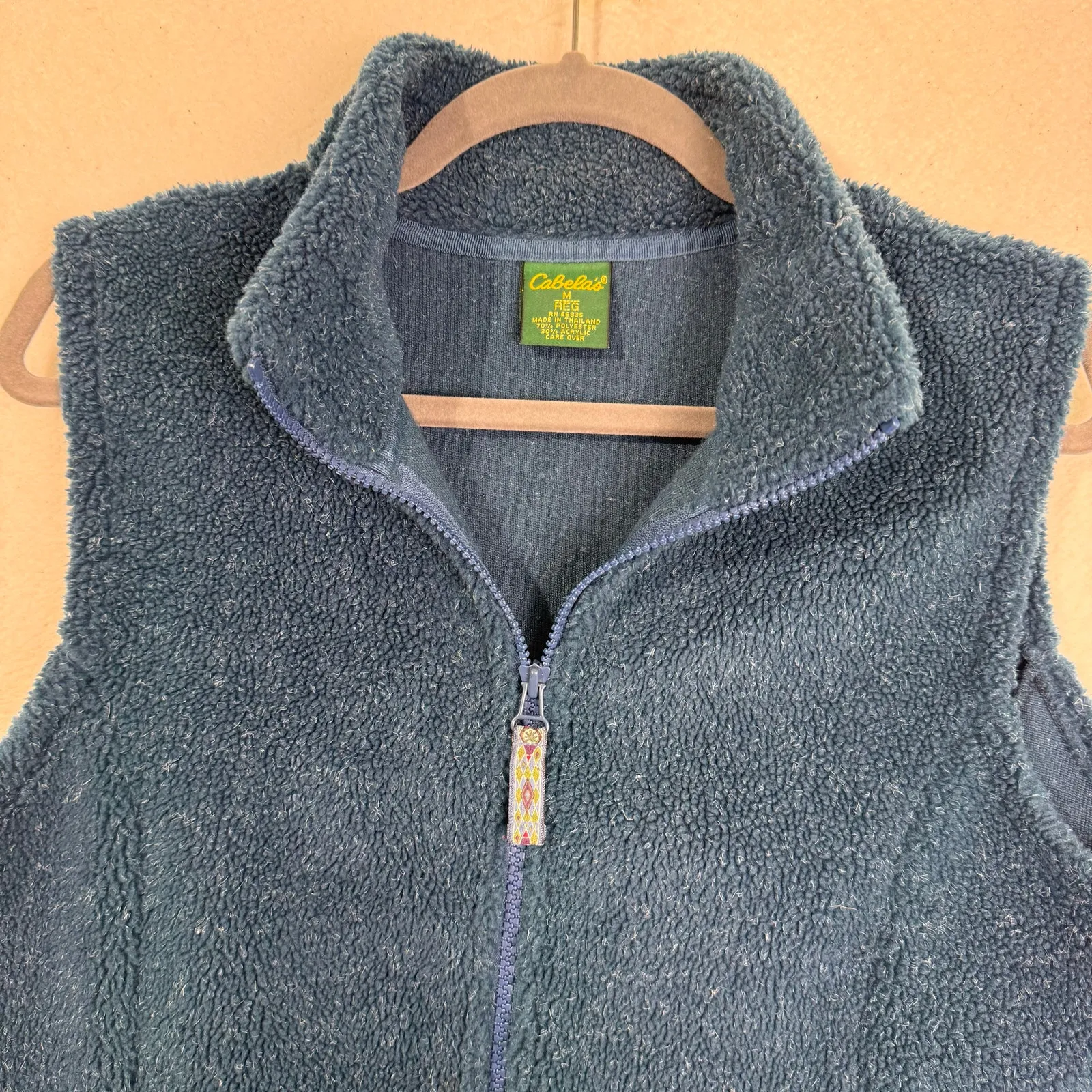 Cabela’s Sherpa Fleece Speckled Teal Blue Sweater Vest Women's Medium VTG - Image 4