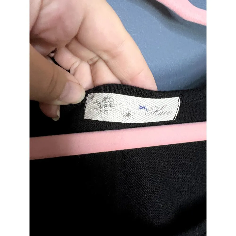 2000s Have Bubble Sleeve Polka Dot Black White Multi Textured Button Top Women - Image 6