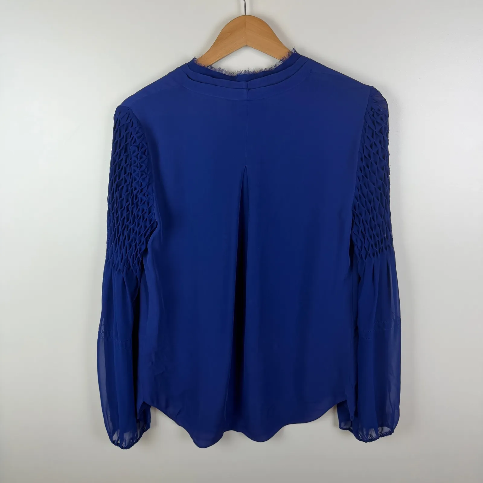 Elie Tahari Royal Blue Silk Blouse Small Chic Designer Office Career Lightweight - Image 5