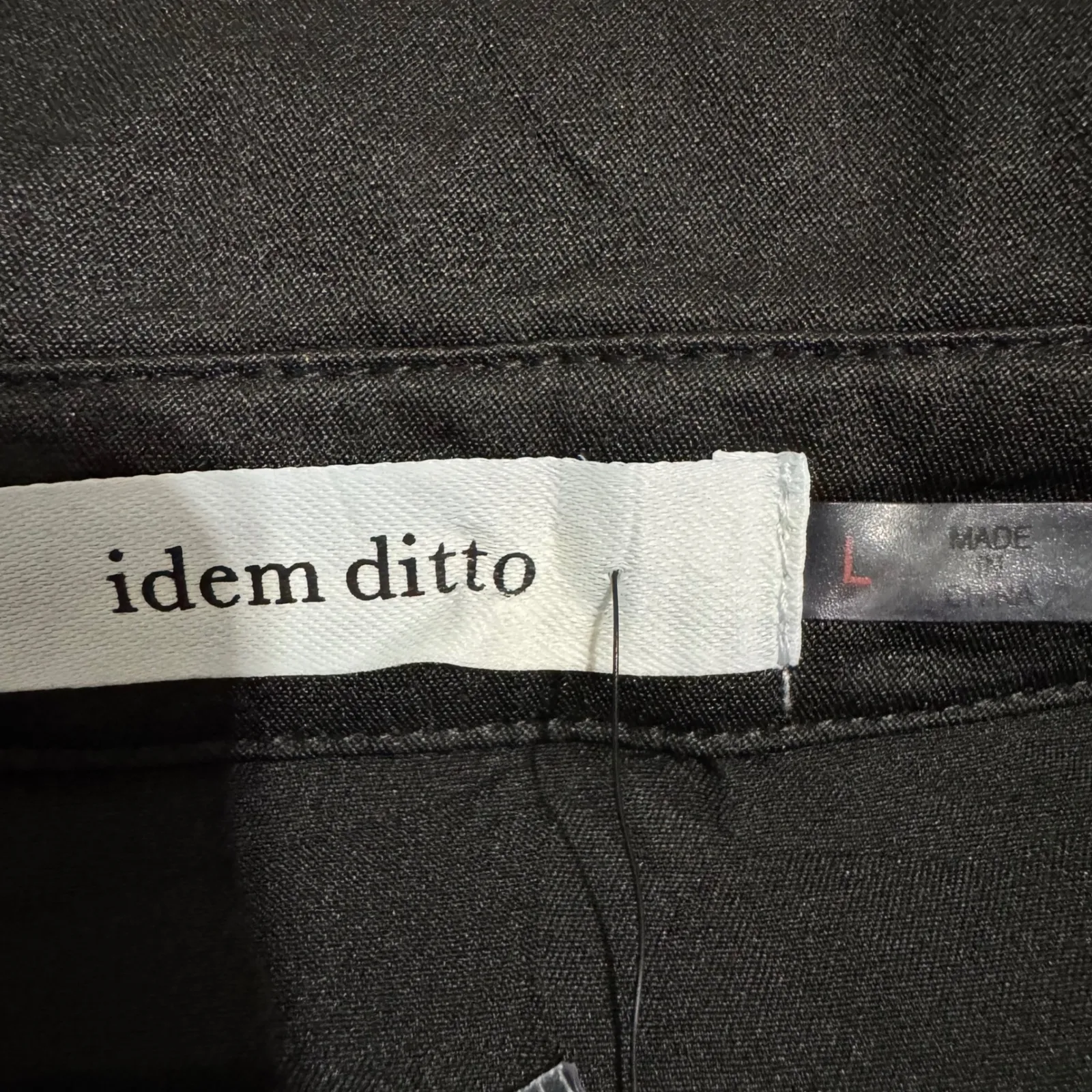 idem ditto Black Ruched Front Long Sleeve Collared Button Up Shirt Top Gothic L - Image 10