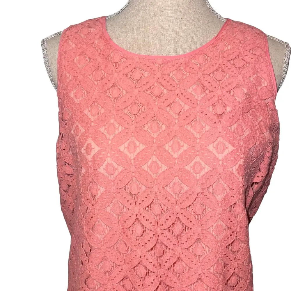 Apt 9 Women’ s Sheath Dress Lace Overlay Peach Sleeveless Size XL Petite - Image 4