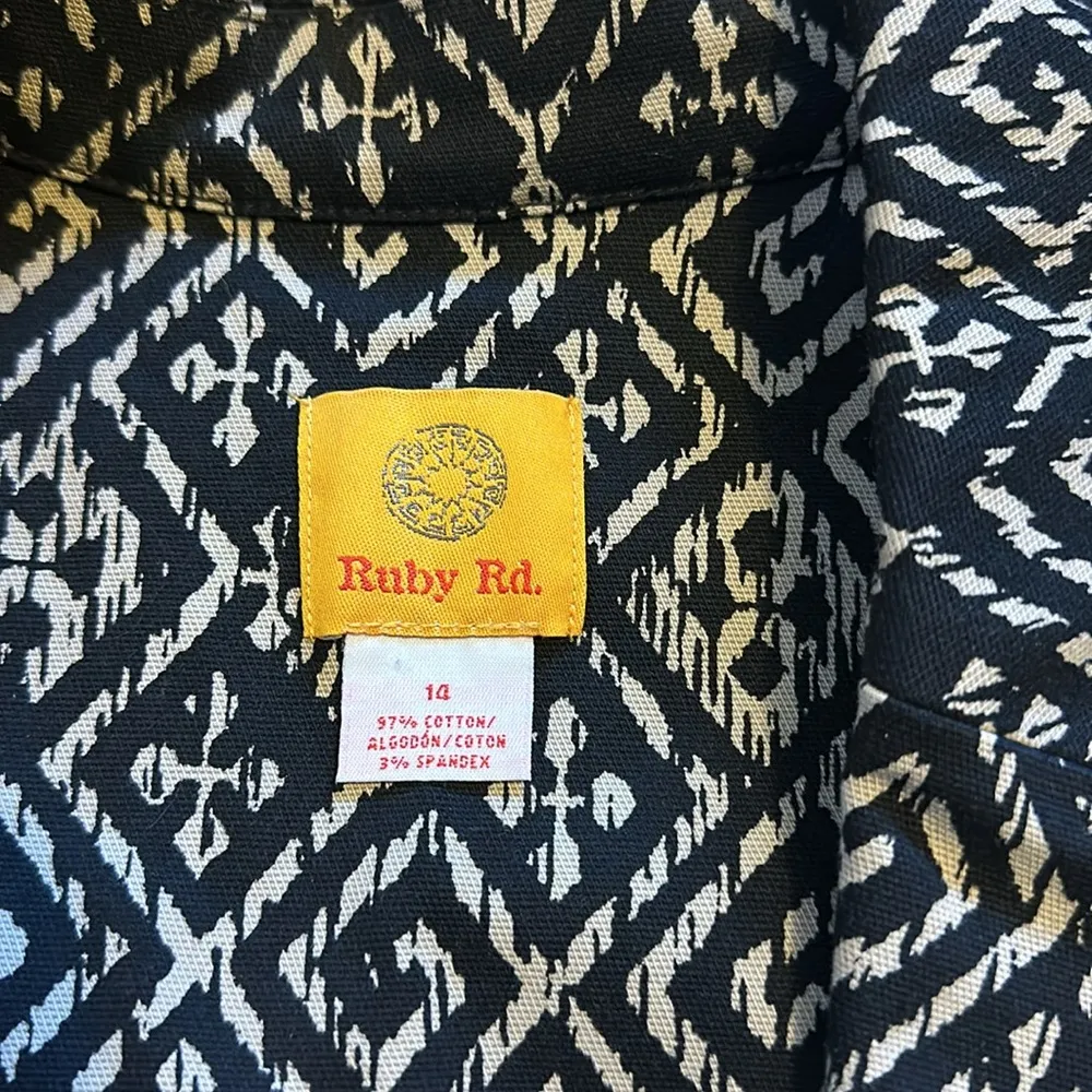 Rudy Rd. Womens Plus Size 14 Short Sleeve Stretchy Collared Button Print Jacket Tan - Image 9