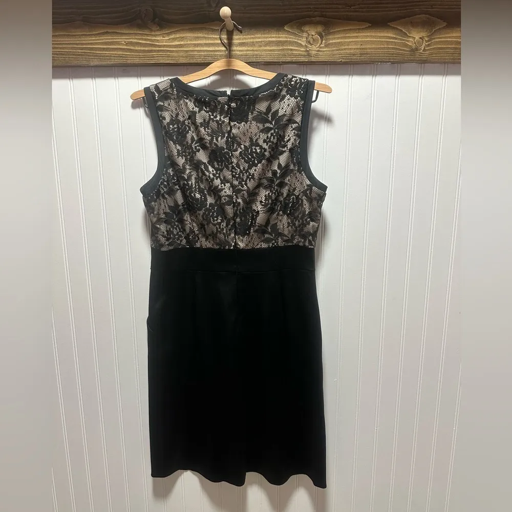 MaxandChloe black tuxedo Sleeveless Dress with lace overlay sz 12 - Image 2