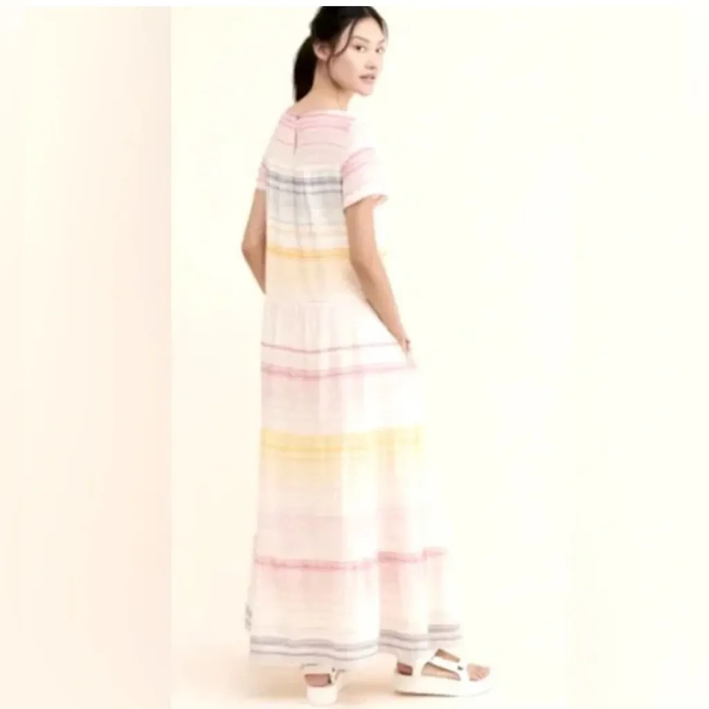 Anthropologie Merida Striped Tiered Colorful Fun Sun Maxi Dress Small soft one - Image 4