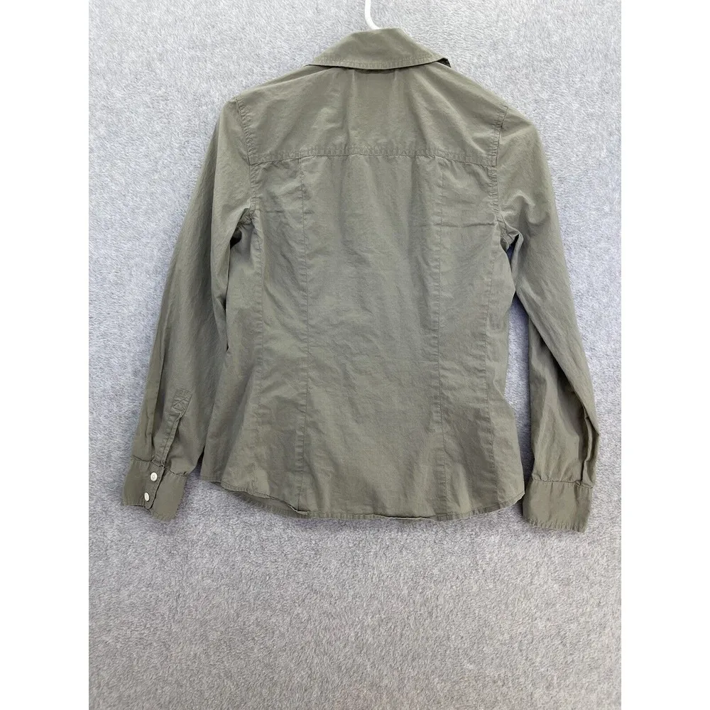 Banana Republic Women's Button Down Long Sleeve Shirt XS Pockets Taupe Cotton - Image 5