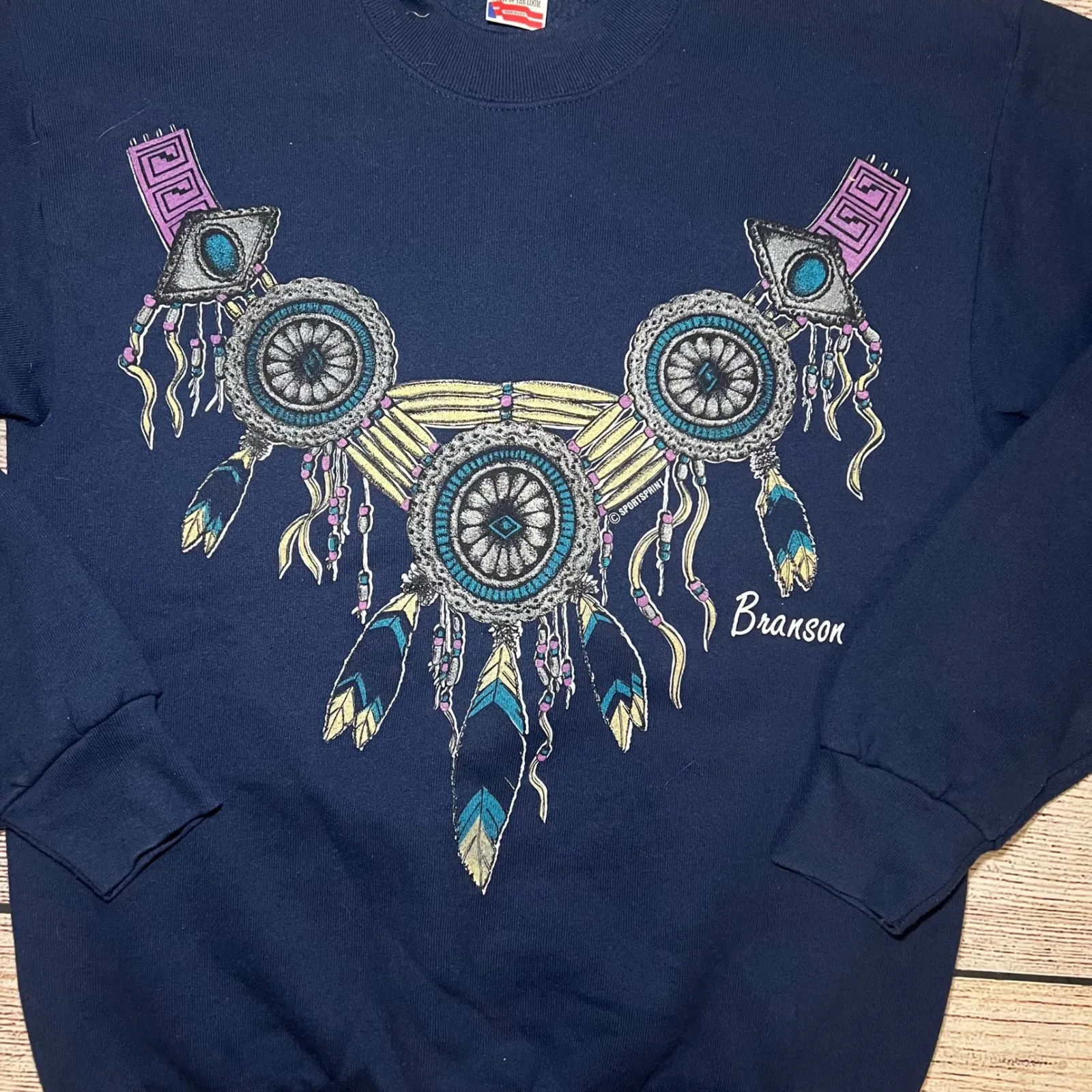 VTG‎ Native American Tribal Art Dreamcatcher Sweatshirt Womens M Nature Crewneck - Image 2