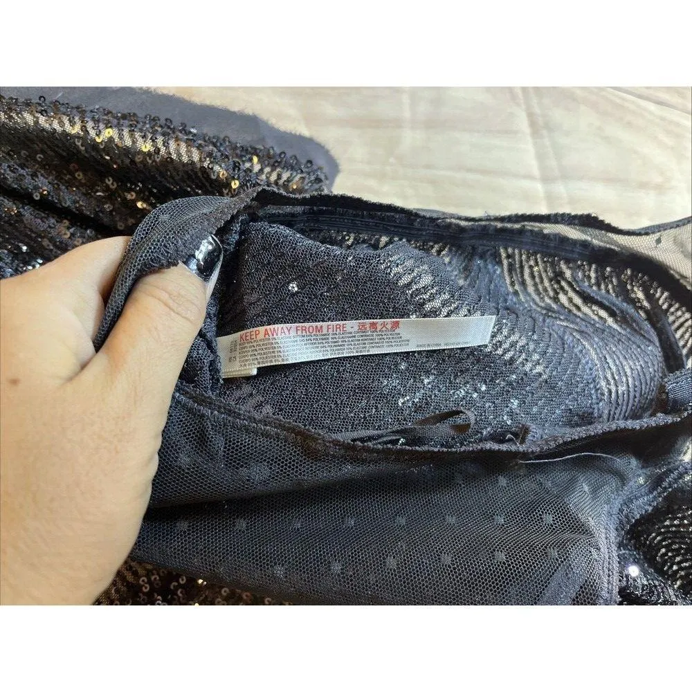 Free People Bodysuit Womens Medium Sequin Spark Party Event Concert 170/96A - Image 12