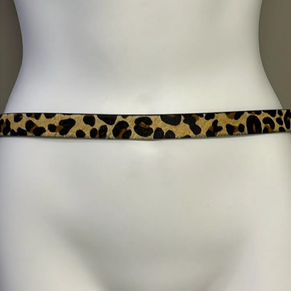 Royal Albartross Women’s Leopard Animal Print Hair Textured Adjustable Belt Med Brown - Image 4
