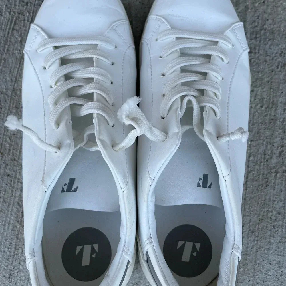 Thousands Fell White Leather Lace Up Sneakers Womens Size US 8 Gray - Image 6