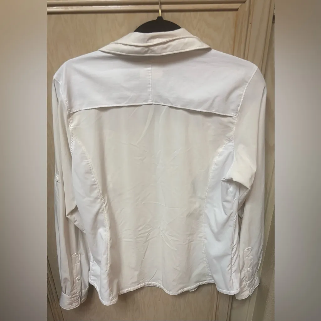 Columbia Womens White Cream Sz L Omni Shade Sun Protection Fishing Hiking Shirt - Image 2