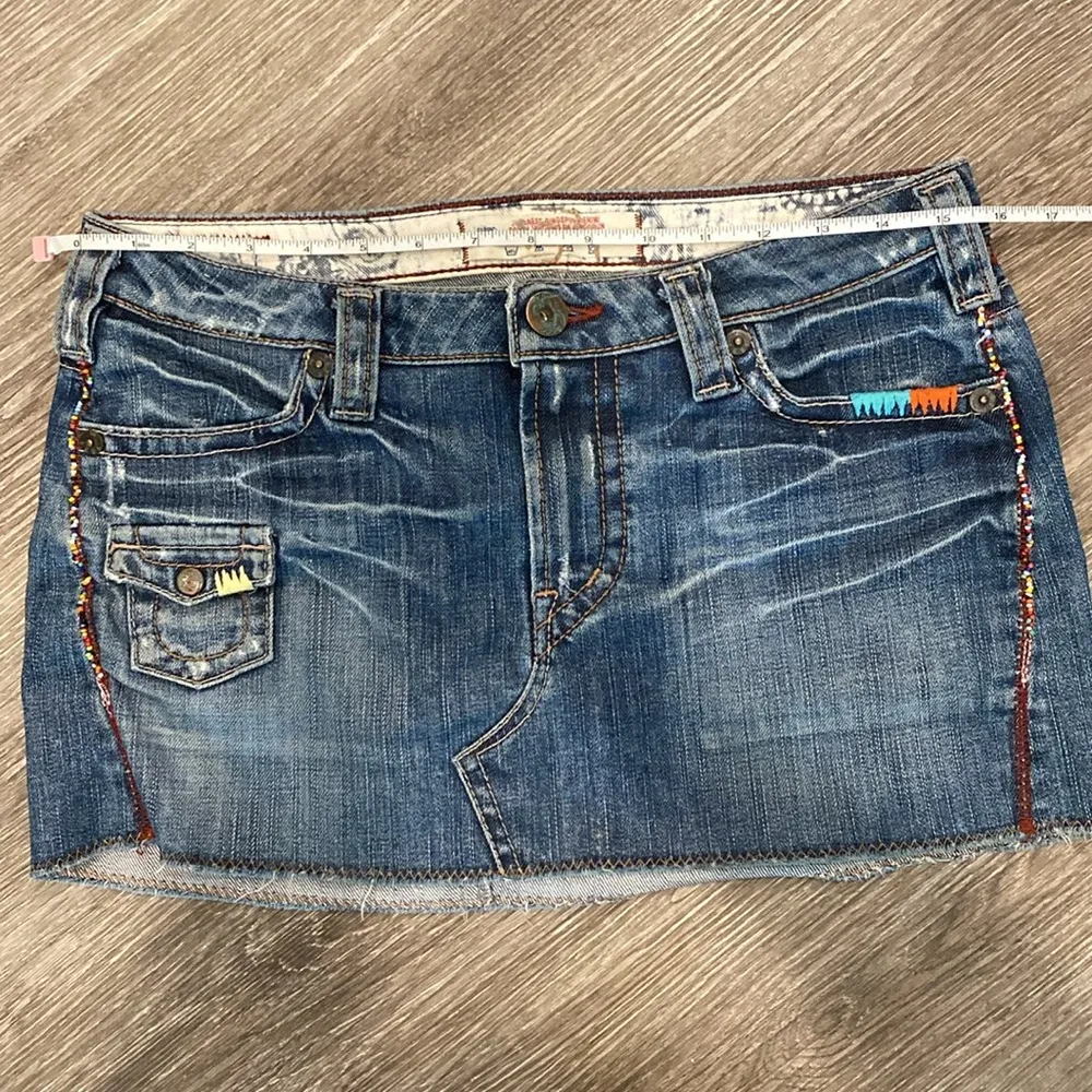 Y2k vintage low rise denim mini skirt 1921 boho festival medium 27 to 28 waist Blue - Image 7