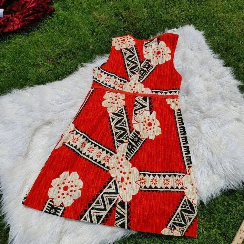 Island Casuals Size 16 Vintage Red Summer Vacation Floral Flower Dress Sleeveles - Image 4