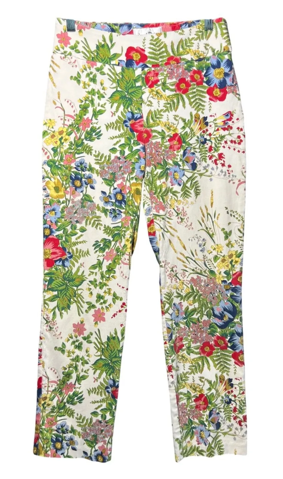 Joseph Ribkoff Floral Pants White Botanical Print Stretch Women's 6 - Image 1