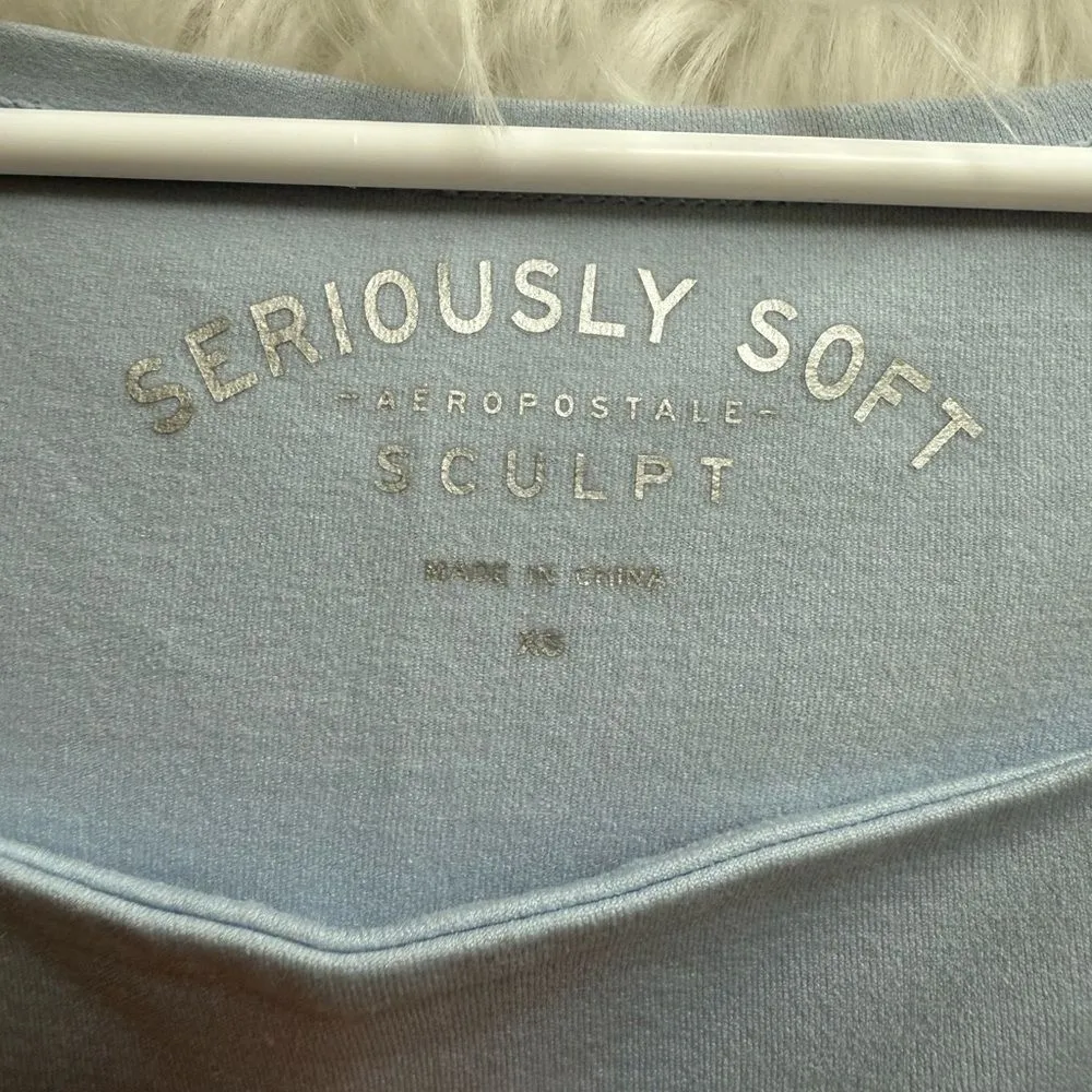 Aeropostale seriously soft sculp square neck light blue top - Image 3